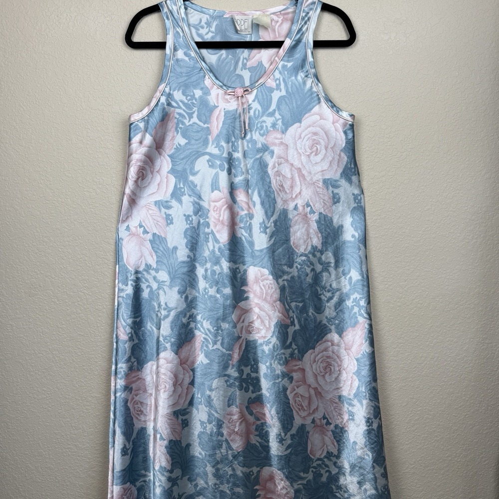 Vtg Appel Floral Satin Nightgown Grandma Chic House Dress Cottagecore Sz M?